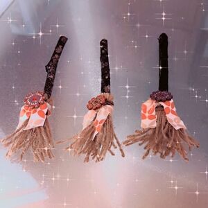 Halloween decor 3 litter decorative brooms 6.5"